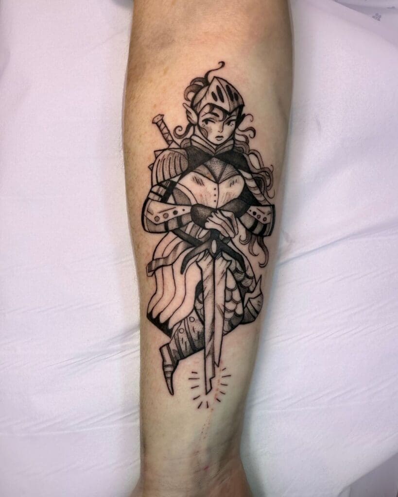 Illustrative tattoo by Hannah Simone at Black Hound Tattoo