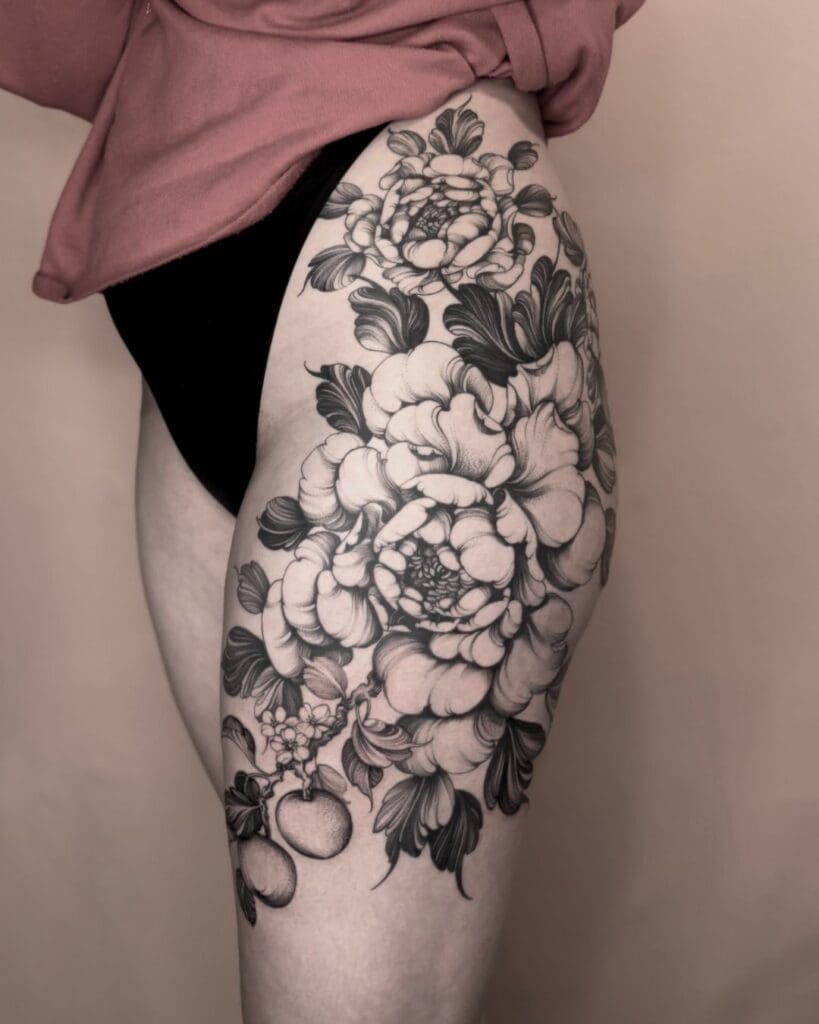 Blackwork floral tattoo by Sophie Moonbase at Black Hound Tattoo