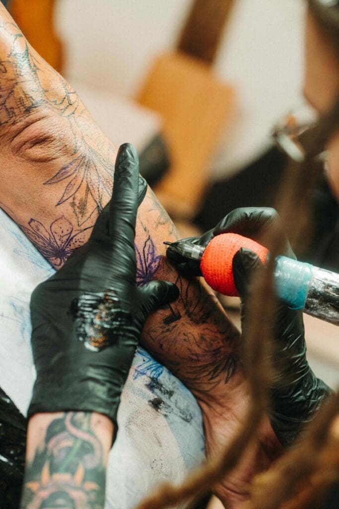 Tattoo in progress at Buckinghamshire and Oxfordshire tattoo studio, Black Hound Tattoo.